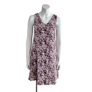 Garnet Hill Tank Dress Geometric Button Front Knit Sleeveless A-line S